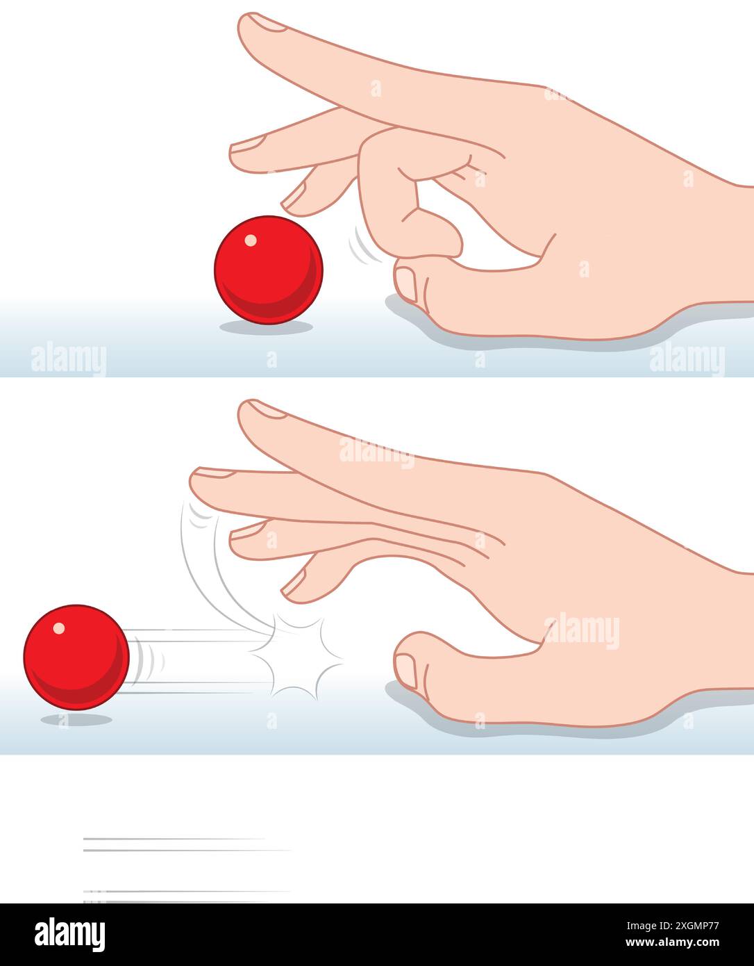Before and After Action of a Red Ball being Flicked off screen by a ...