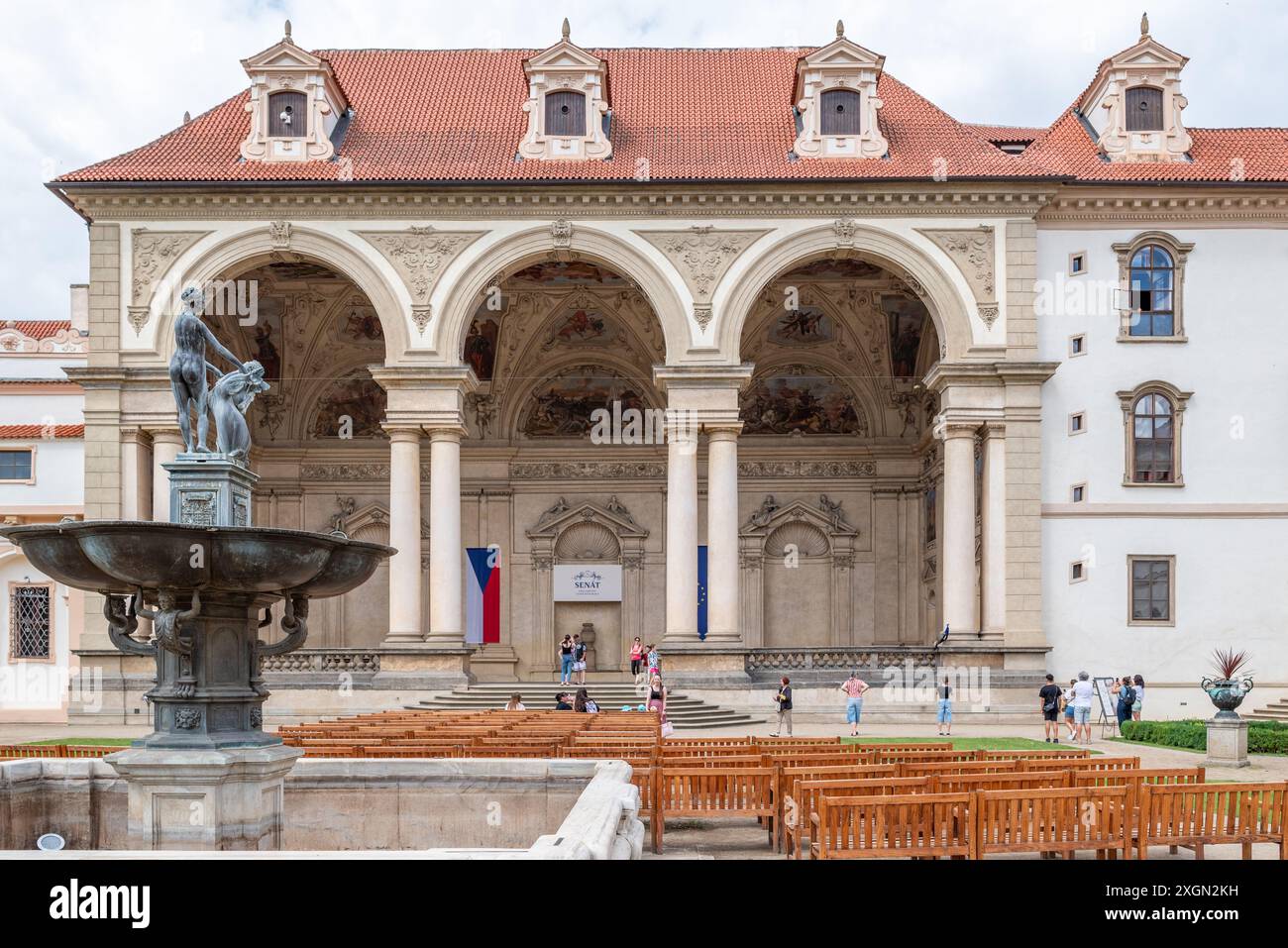 Waldstein Garden and baroque Wallenstein Palace that houses the Senate
