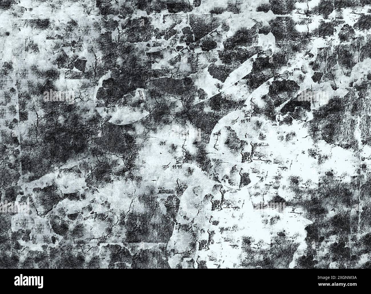 Abstract black and white textured pattern with a rough and distressed ...