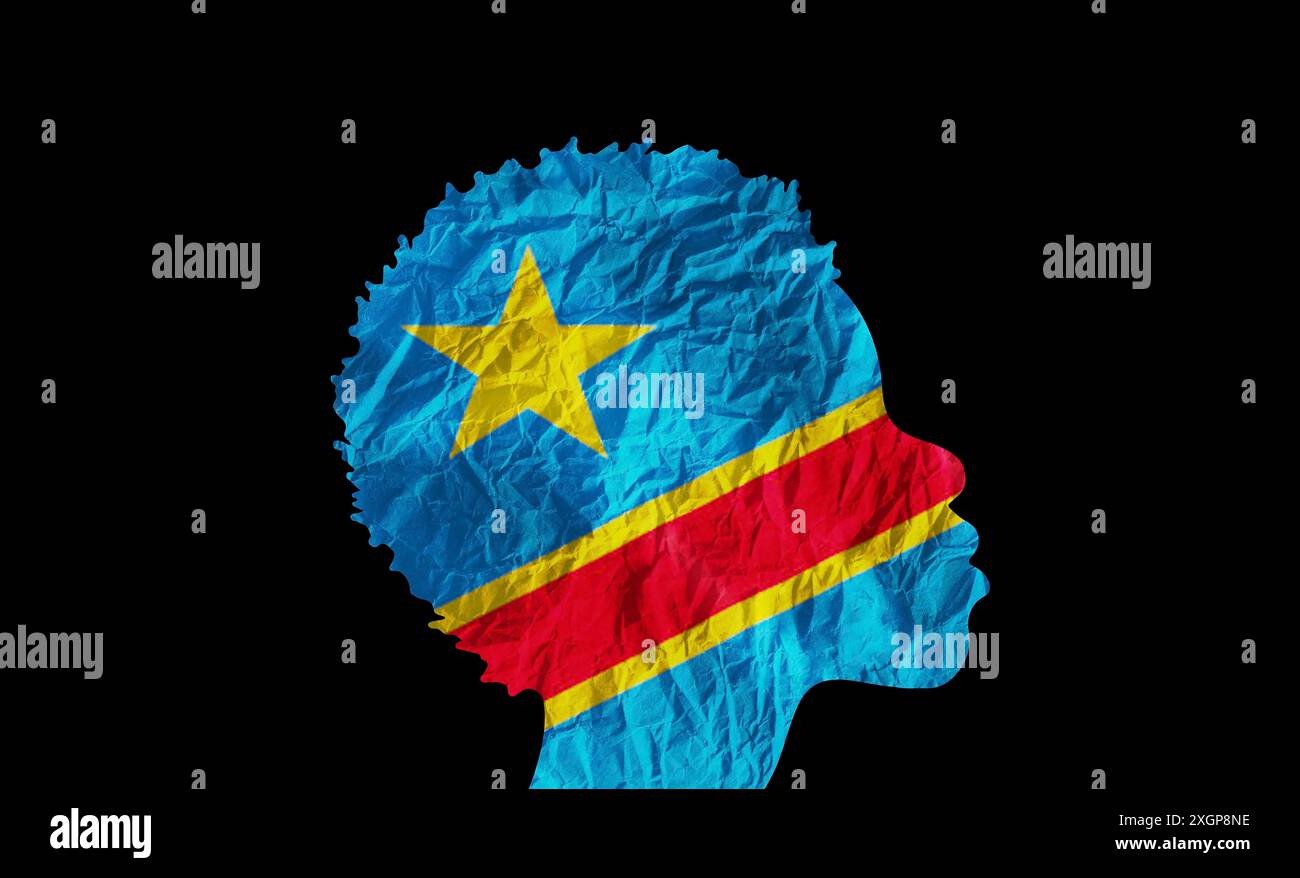 African woman silhouette with Democratic Republic of the Congo national ...