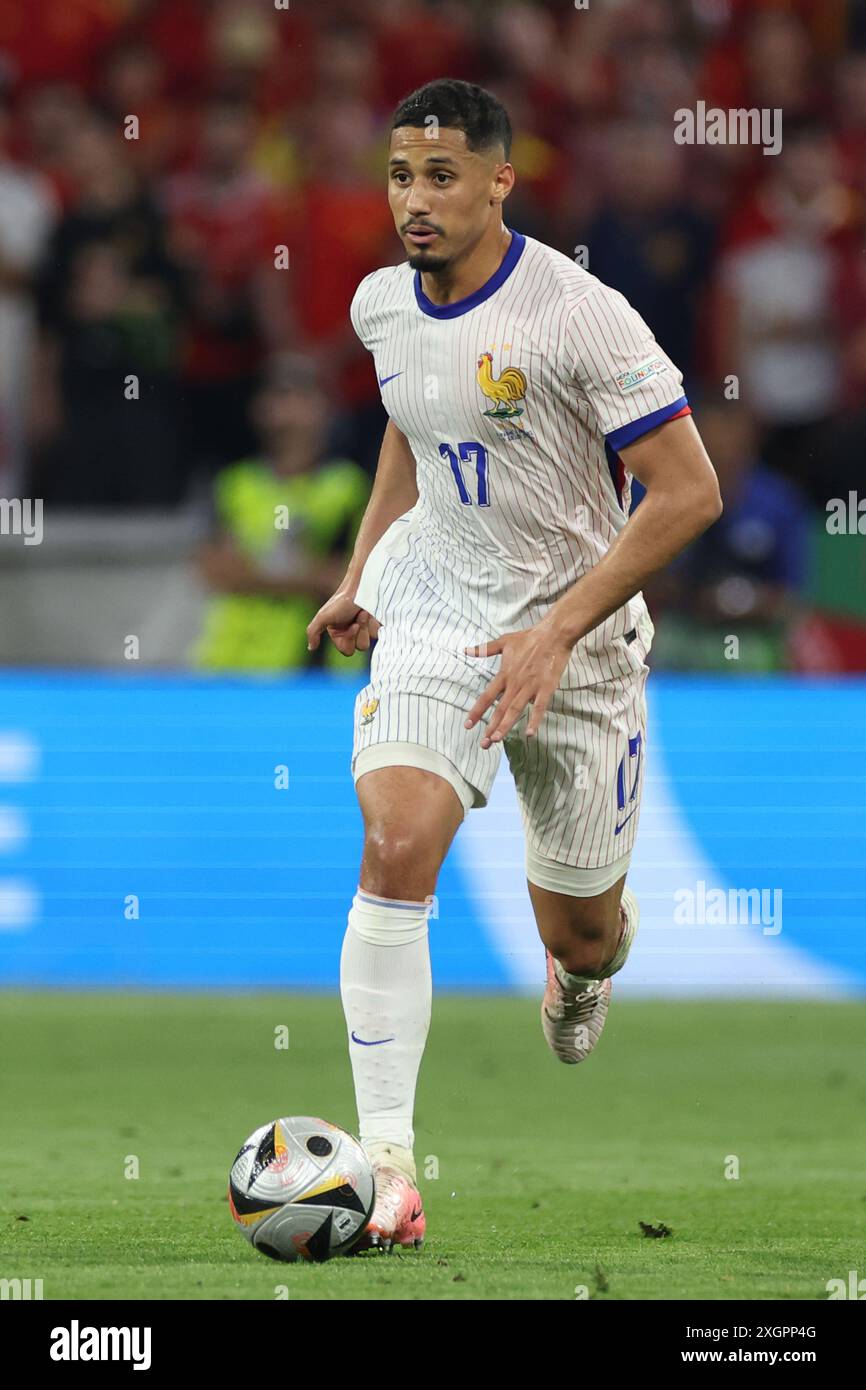 Munich , Germany 09.07.2024: William Saliba of France during the UEFA EURO 2024 semi-finals, football match between Spain vs France at Munich Football Stock Photo