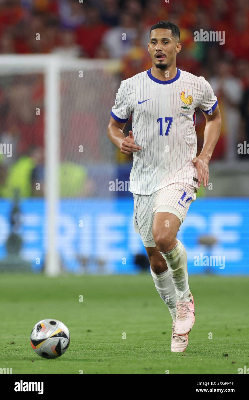Munich , Germany 09.07.2024: William Saliba of France during the UEFA EURO 2024 semi-finals, football match between Spain vs France at Munich Football Stock Photo