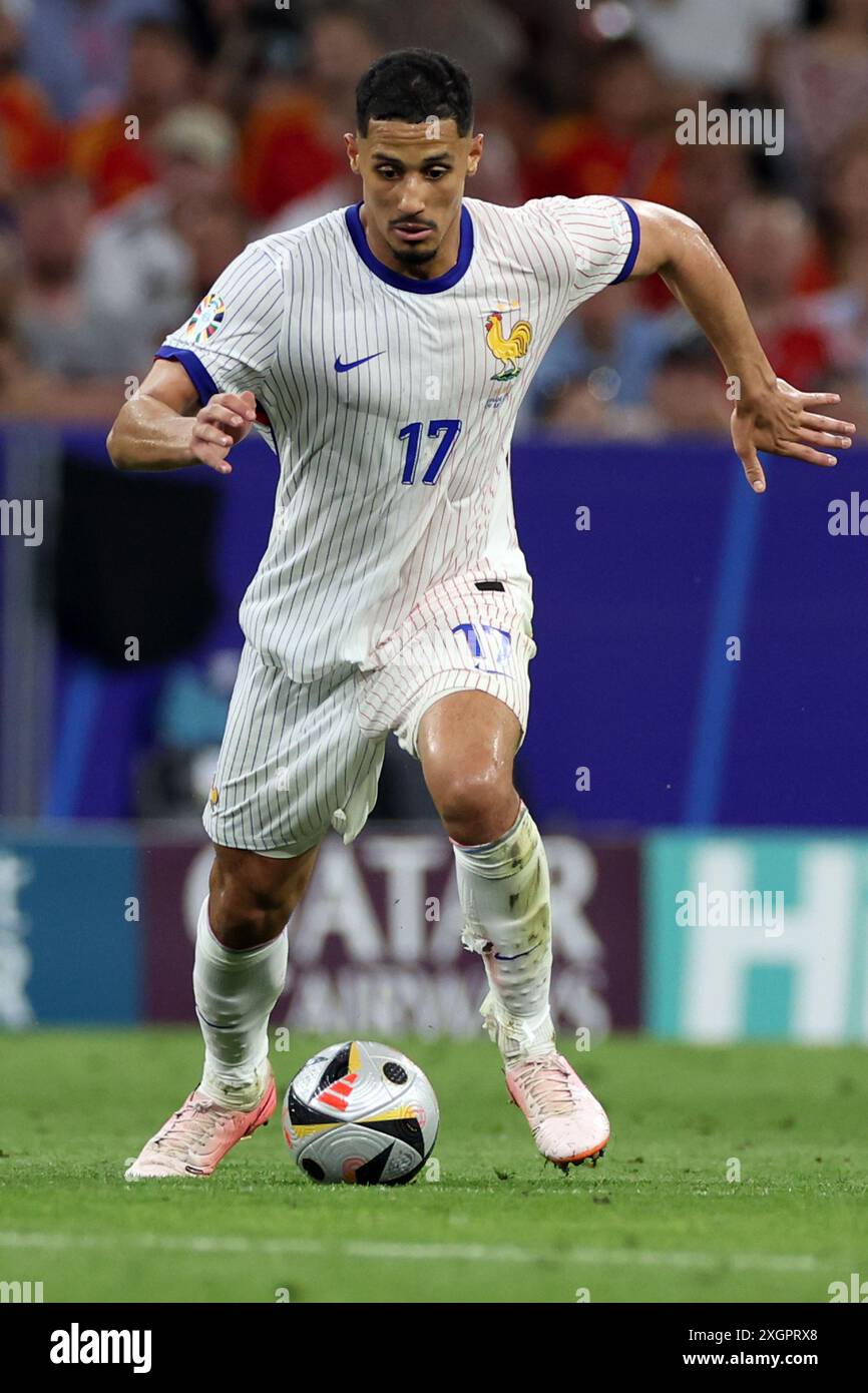 Munich , Germany 09.07.2024: William Saliba of France during the UEFA EURO 2024 semi-finals, football match between Spain vs France at Munich Football Stock Photo