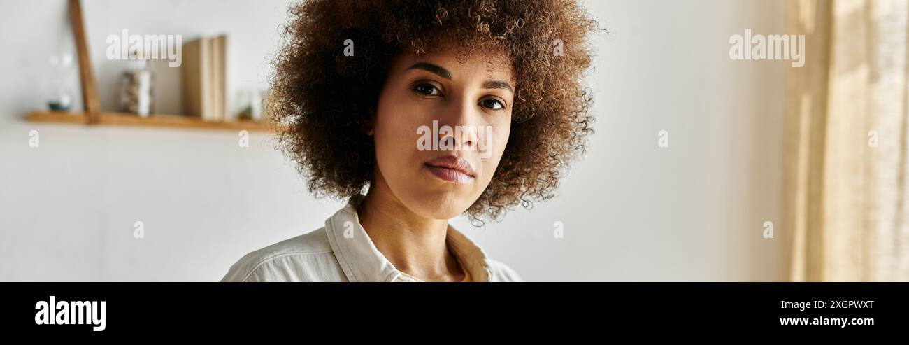 A portrait of an attractive African American woman at home Stock Photo ...