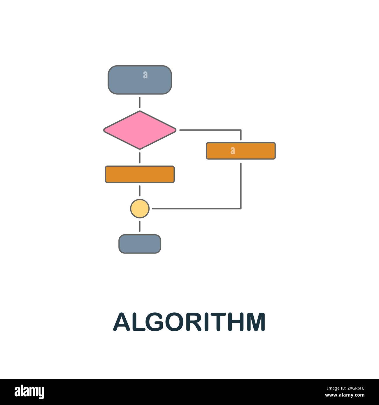 Algorithm flat icon. Colored sign from machine learning collection. Creative Algorithm icon illustration for web design, infographics and more Stock Vector