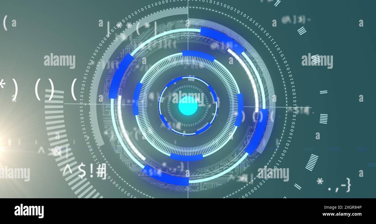 Image of processing circles and math formulas on grey background. Data ...