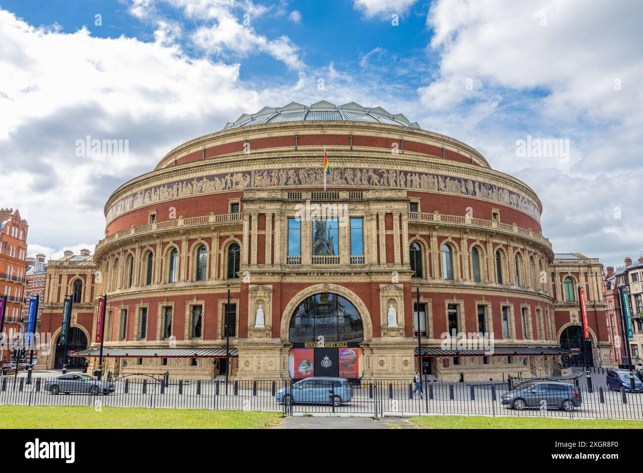 The Royal Albert Hall is the premiere concert hall for indoor events on the northern edge of South Kensington from Kensington Gardens London England Stock Photo