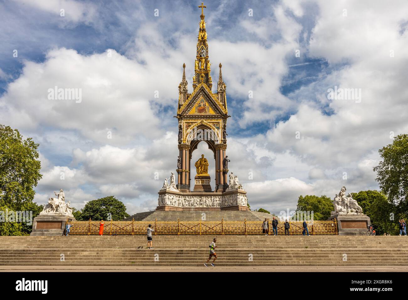 Albert Memorial in Kensington Gardens, London, ornate Victorian monument near Royal Albert Hall, popular landmark in the Royal Parks. London England Stock Photo