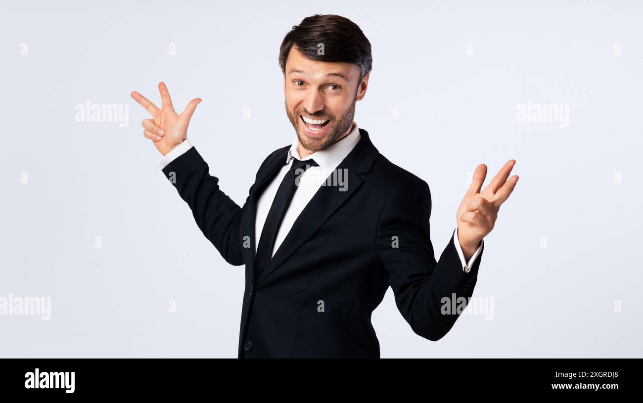 Excited businessman happy team hi-res stock photography and images - Alamy