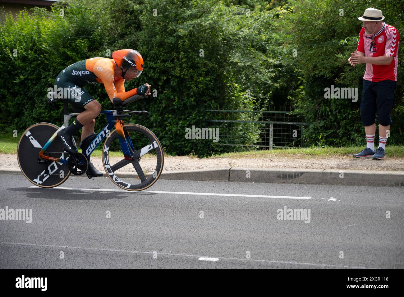 Michael Matthews, Team Jayco AlUla, 2024 Tour de france stage 7 timetrial from Nuits-Saint-Georges to Gevrey-Chambertin, Burgundy, France. Stock Photo