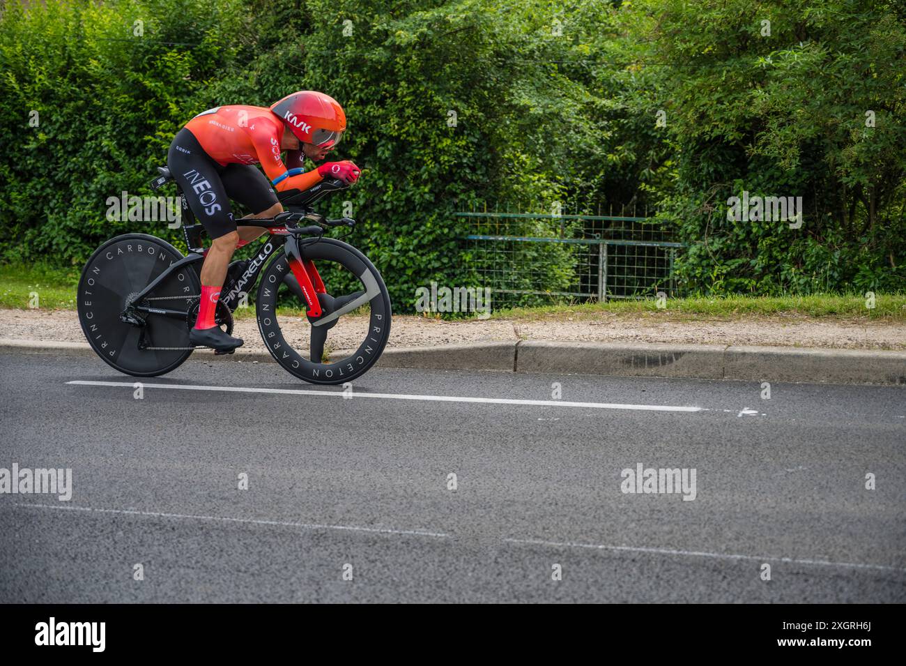 Jonathan Castroviejo, Ineos Grenadiers, 2024 Tour de france stage 7 timetrial from Nuits-Saint-Georges to Gevrey-Chambertin, Burgundy, France. Stock Photo