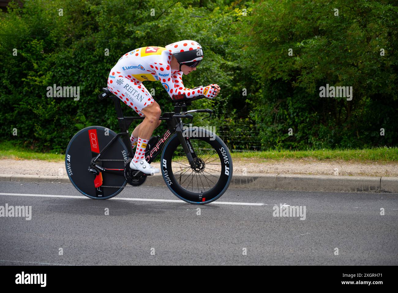 Jonas Abrahamsen, Uno-X Mobility, 2024 Tour de france stage 7 timetrial from Nuits-Saint-Georges to Gevrey-Chambertin, Burgundy, France. Stock Photo