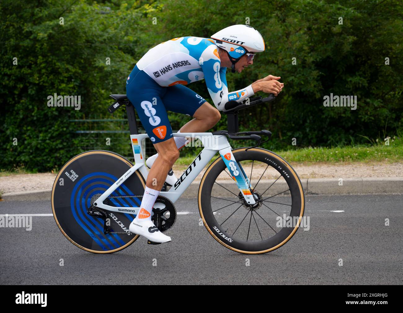 Warren Barguil Team dsm firmenich PostNL 2024 Tour de france stage 7 timetrial from Nuits Saint Georges to Gevrey Chambertin Burgundy France Stock Photo Alamy