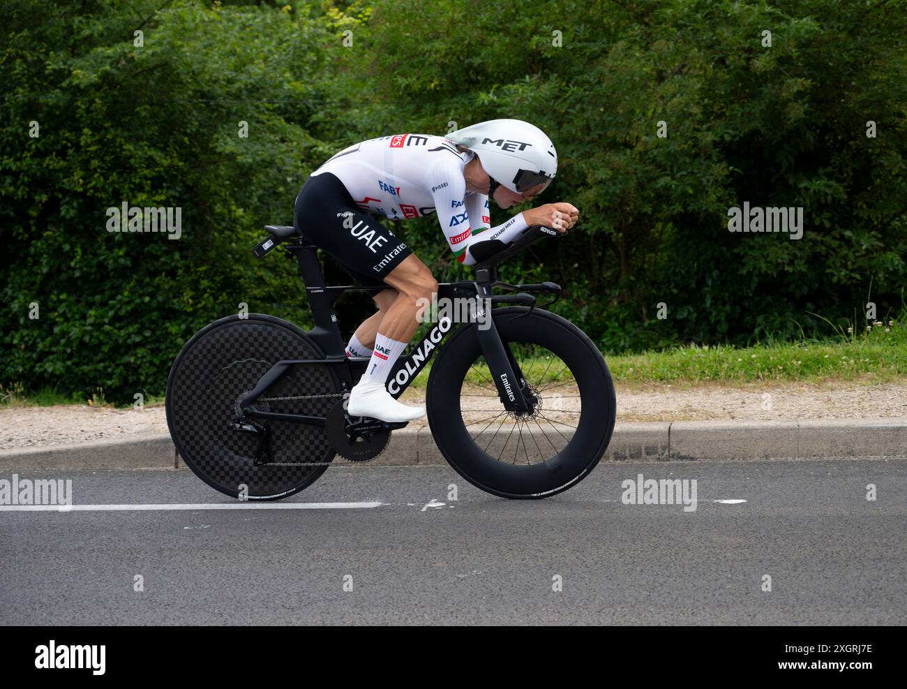 Joao Almeida, UAE Team Emirates, 2024 Tour de france stage 7 timetrial from Nuits-Saint-Georges to Gevrey-Chambertin, Burgundy, France. Stock Photo