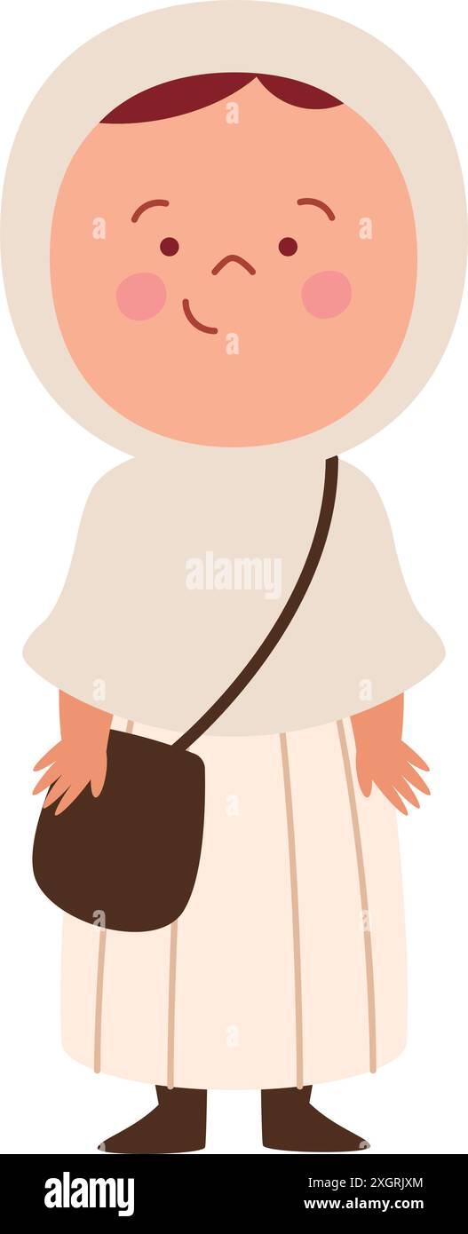 girl muslim worshiper wearing a white hijab isolated Stock Vector Image ...