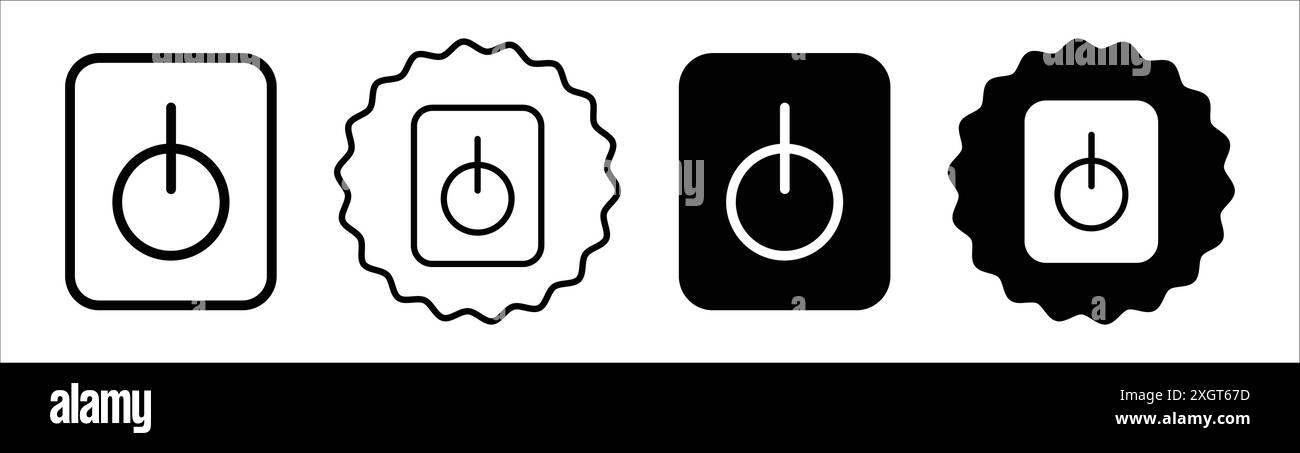 Button on off icon logo sign vector outline in black and white color ...