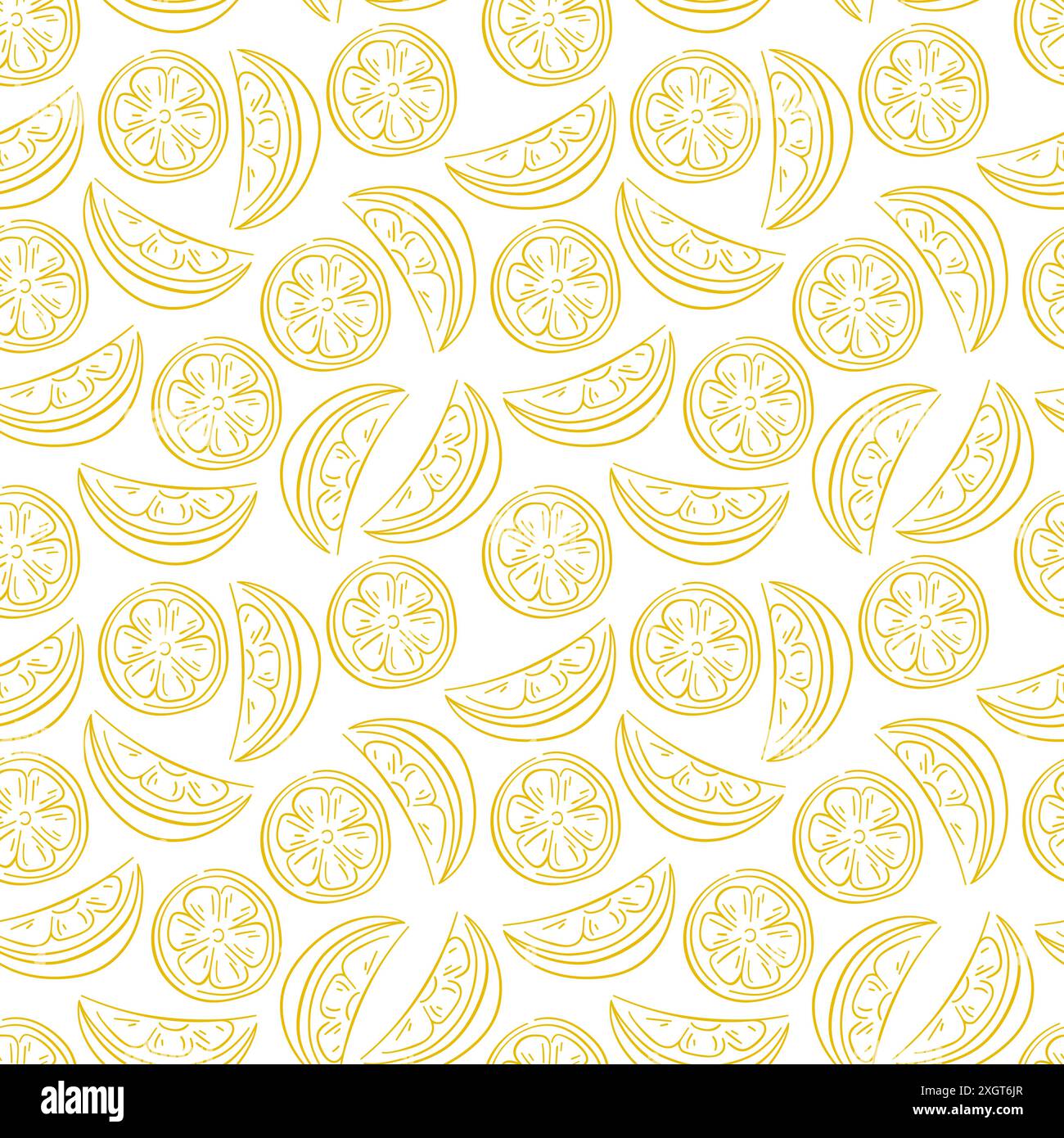 Seamless bright light pattern with lemon in line art style. Design for ...