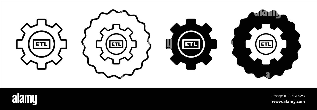 ETL icon logo sign vector outline in black and white color Stock Vector ...