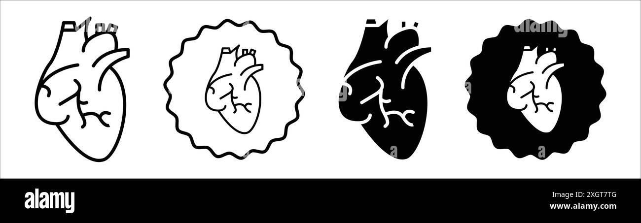 Human heart icon logo sign vector outline in black and white color ...