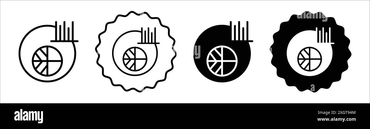 Market share icon logo sign vector outline in black and white color ...