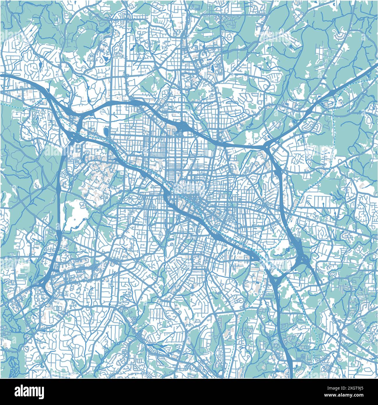 Map of Durham in North Carolina in blue. Contains layered vector with roads water, parks, etc. Stock Vector