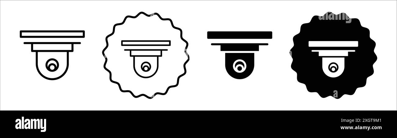 Security cam icon logo sign vector outline in black and white color ...