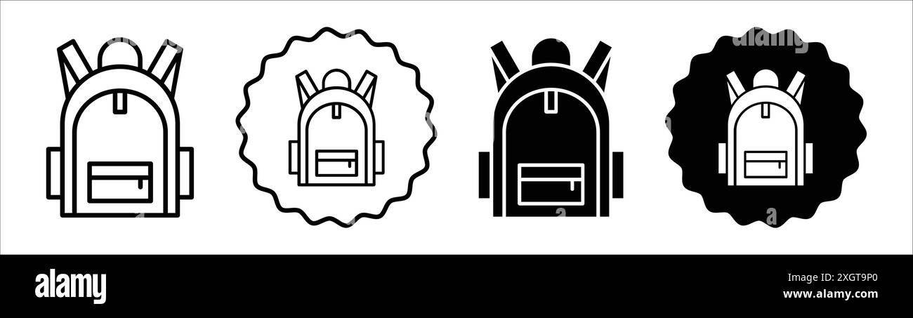 School bag icon logo sign vector outline in black and white color Stock ...