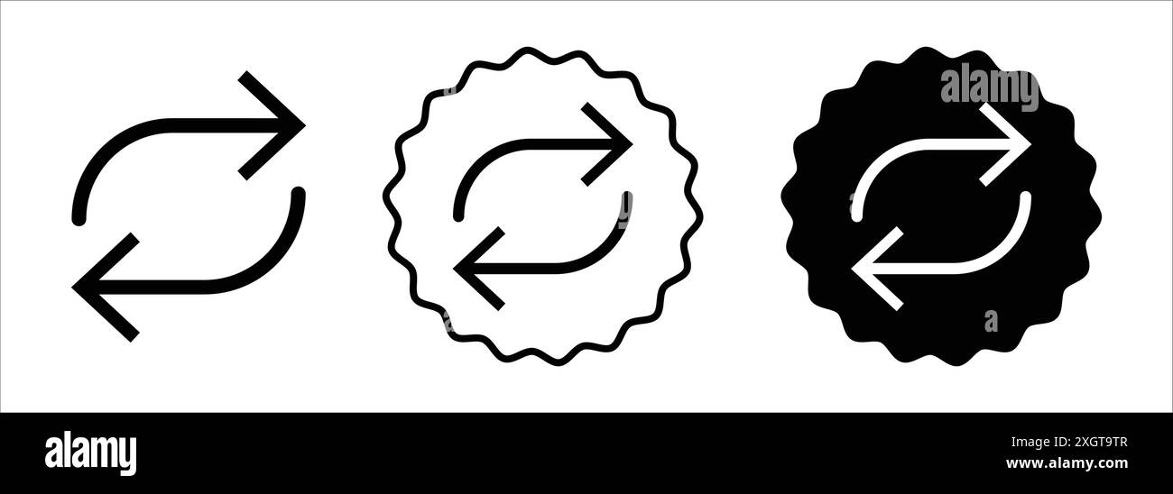 Repeat icon logo sign vector outline in black and white color Stock ...