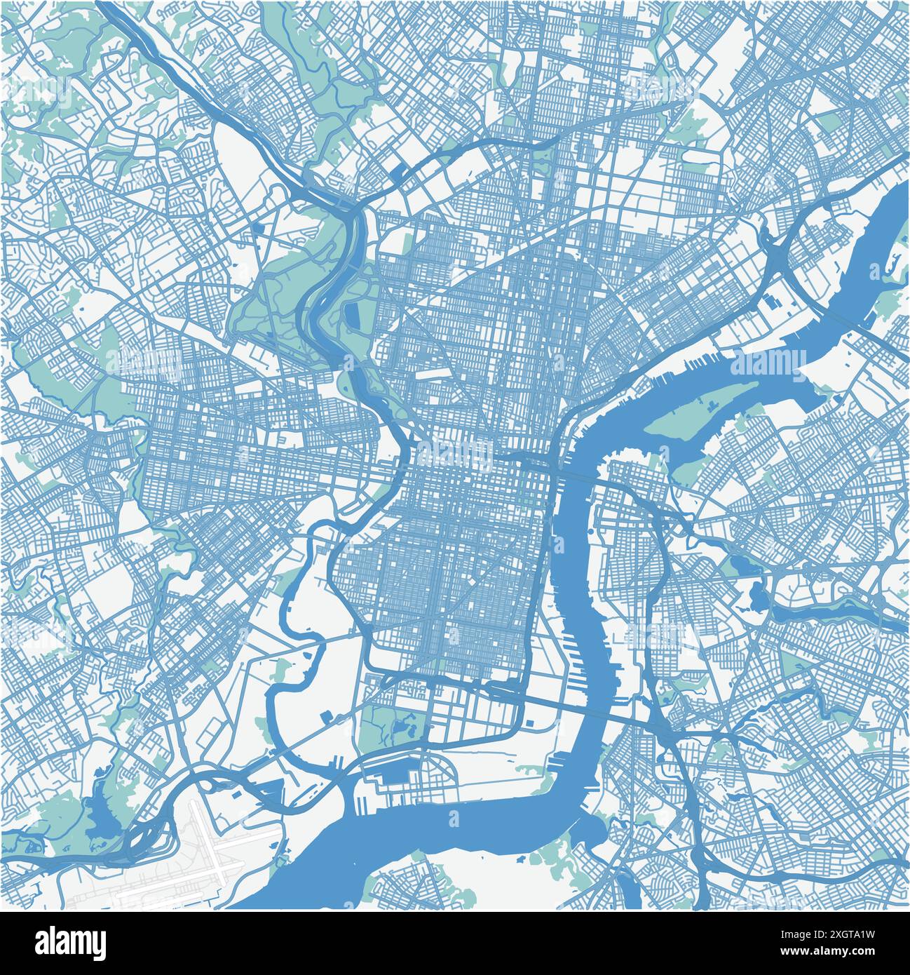 Map Of Philadelphia In Pennsylvania In Blue Contains Layered Vector Map Of Philadelphia In Pennsylvania In Blue Contains Layered Vector With Roads Water Parks Etc 2XGTA1W