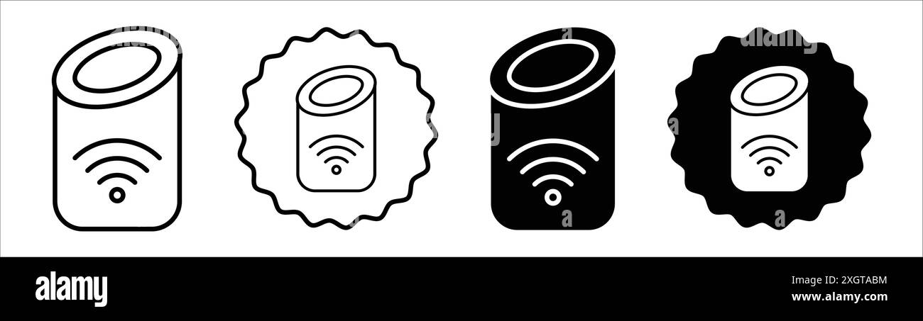Smart speaker icon logo sign vector outline in black and white color ...
