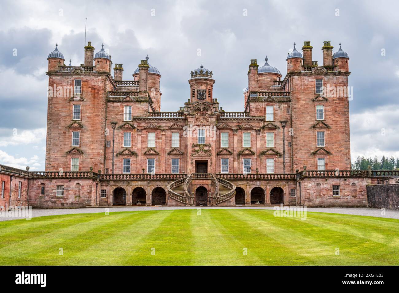 Front elevation of Drumlanrig Castle, known as the Pink Palace of