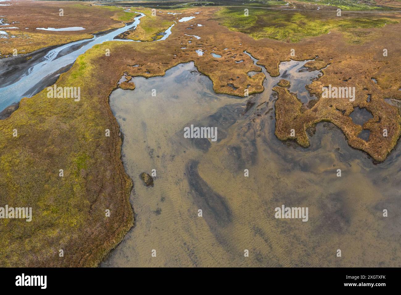Highland Rivers Drone shot capturing the dynamic textures and colors of a highland ...