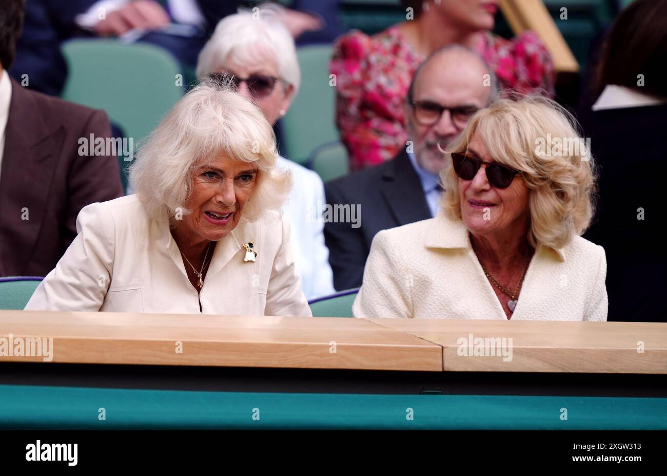 Queen Camilla and Annabel Elliot in the royal box on day ten of the
