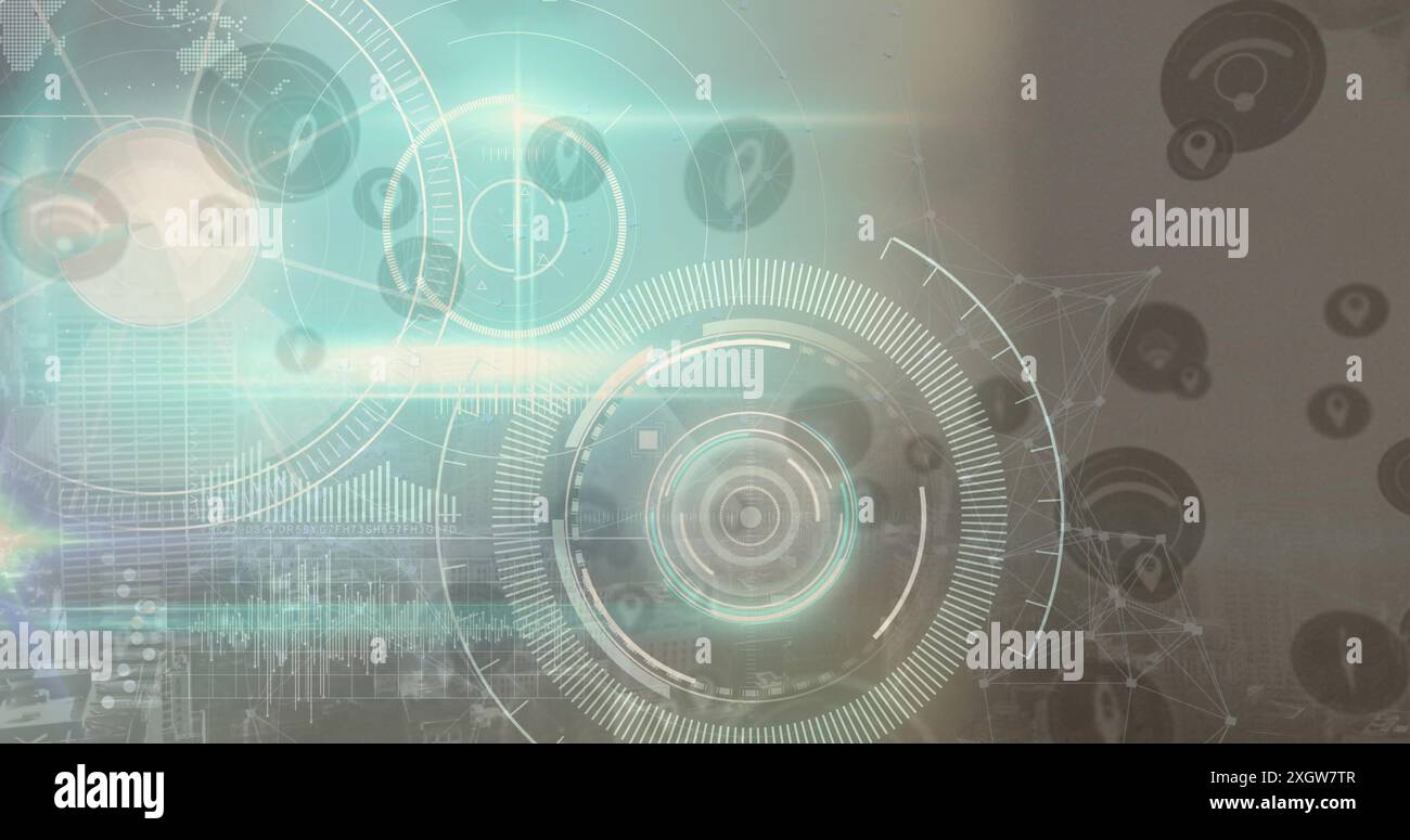 Image of scope scanning and data processing over network of connections ...