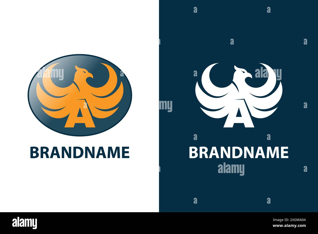 Letter A logo for brand with winged eagle design concept. Logo combination of letter A and eagle. Stock Vector