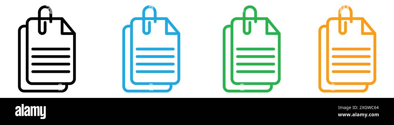 Attach document icon logo sign vector outline in black and white color ...