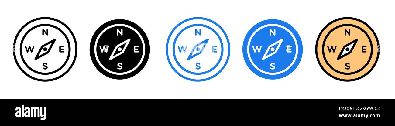 Compass icon logo sign vector outline in black and white color Stock ...