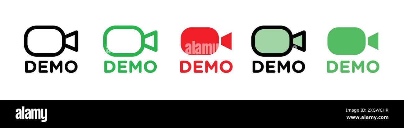 Demo video icon logo sign vector outline in black and white color Stock ...