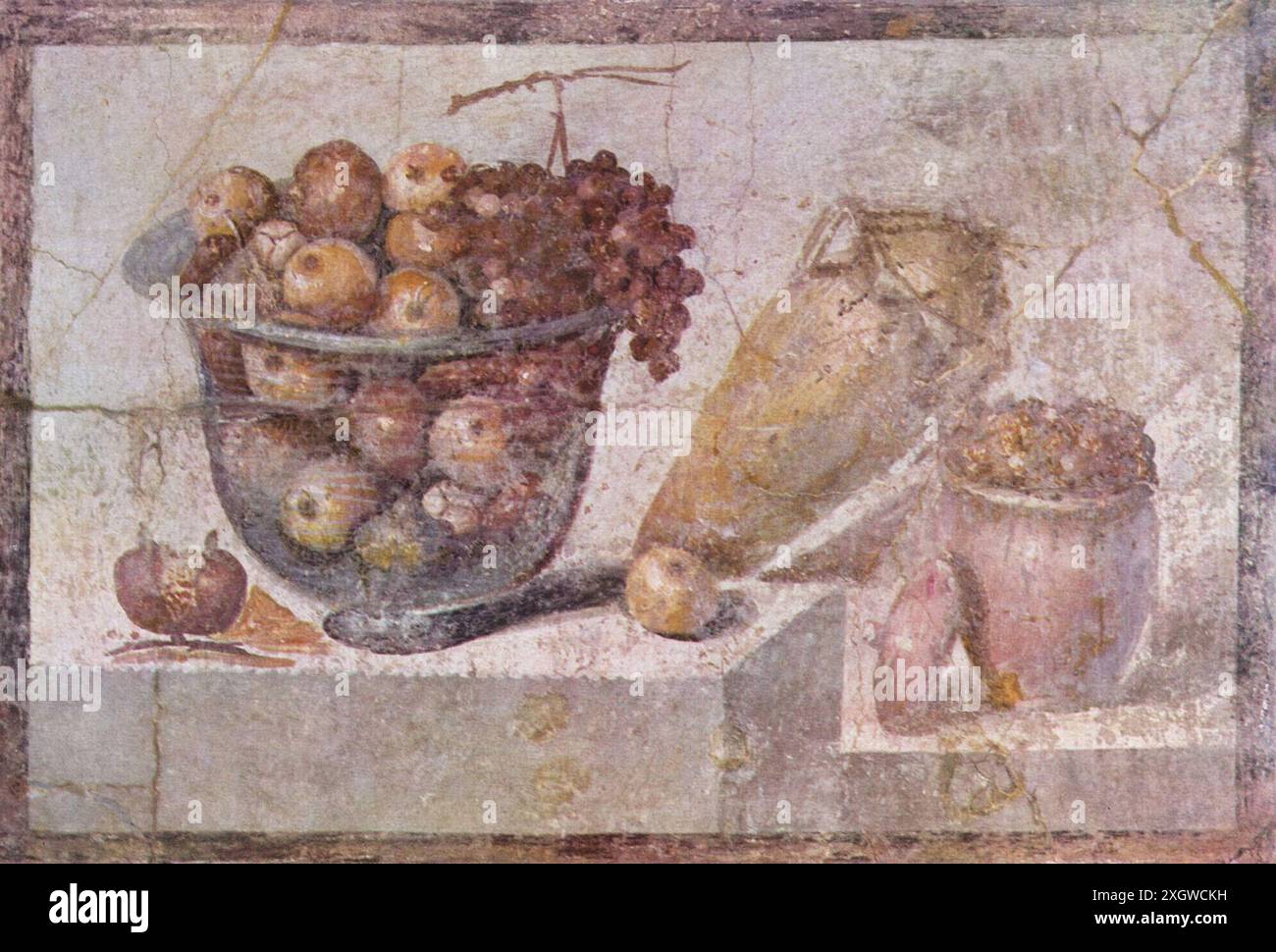 Still life in the Second style. Fresco from the home of Julia Felix, Pompeii - 70ad 1st century Stock Photo