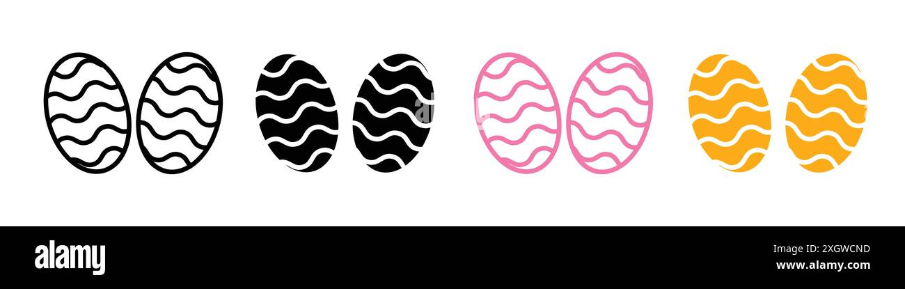 Easter eggs icon logo sign vector outline in black and white color ...