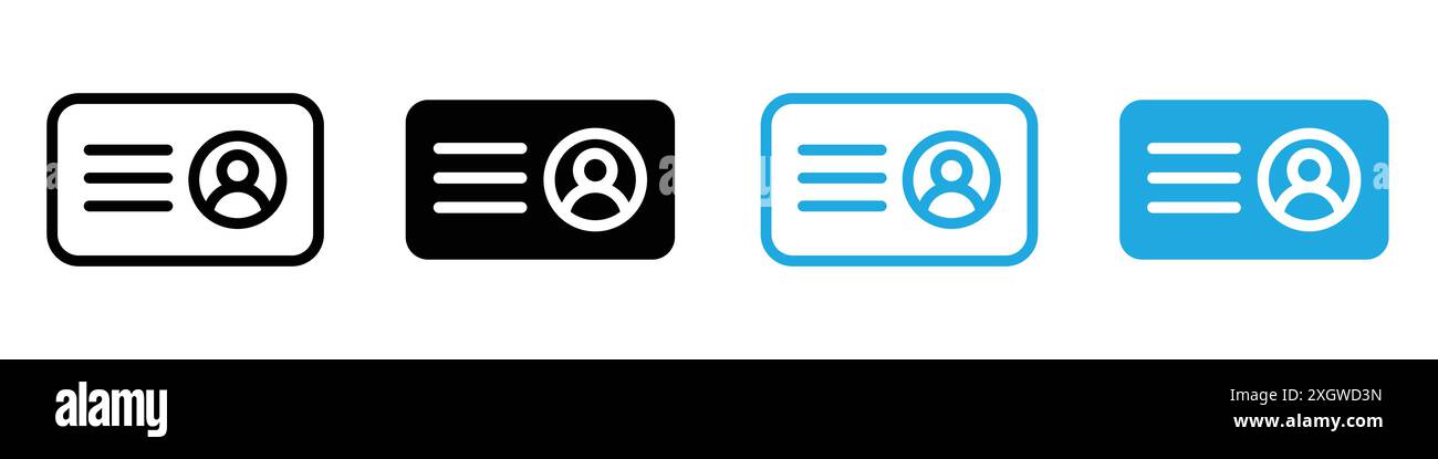 Id card icon logo sign vector outline in black and white color Stock ...