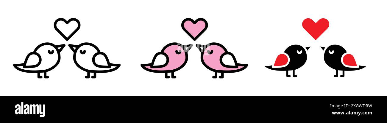 Lover birds icon logo sign vector outline in black and white color ...