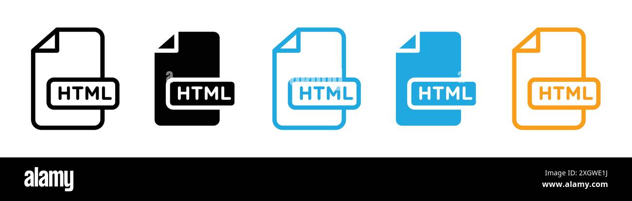 HTML script icon logo sign vector outline in black and white color ...