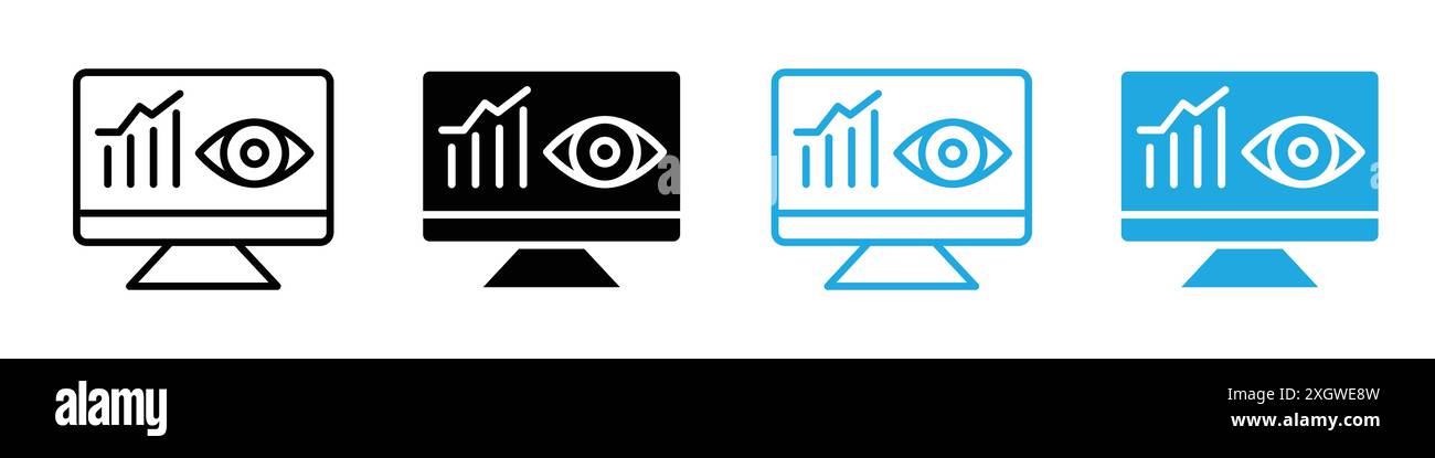 Monitoring icon logo sign vector outline in black and white color Stock ...