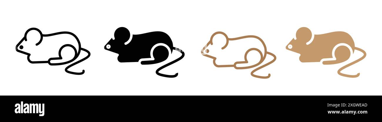 Mouse animal icon logo sign vector outline in black and white color ...