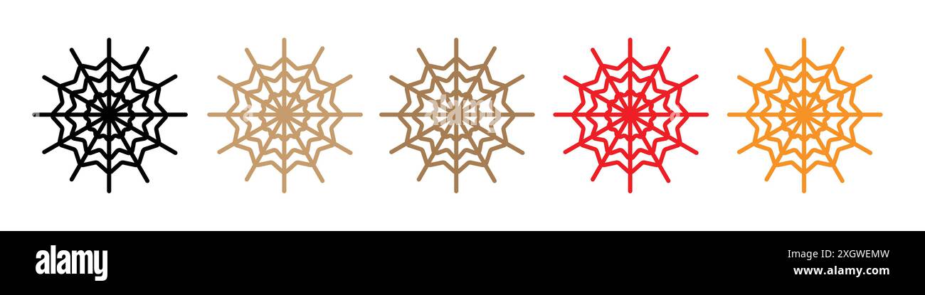 Spider web icon logo sign vector outline in black and white color Stock ...