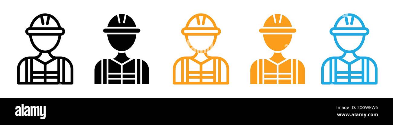 Worker icon logo sign vector outline in black and white color Stock ...