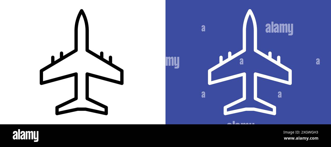 Airplane icon logo sign vector outline in black and white color Stock ...