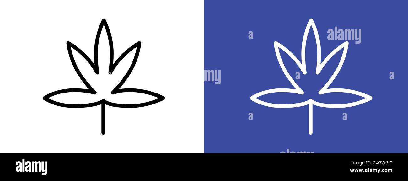 Cannabis leaf icon logo sign vector outline in black and white color ...