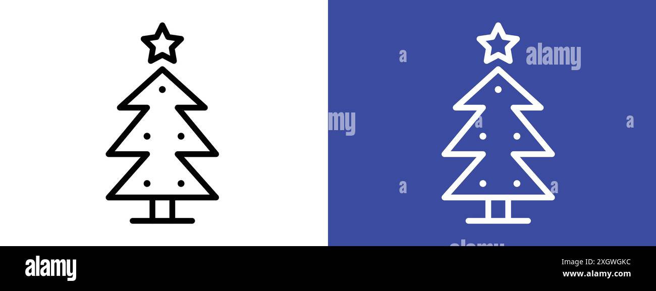 Christmas tree icon logo sign vector outline in black and white color ...